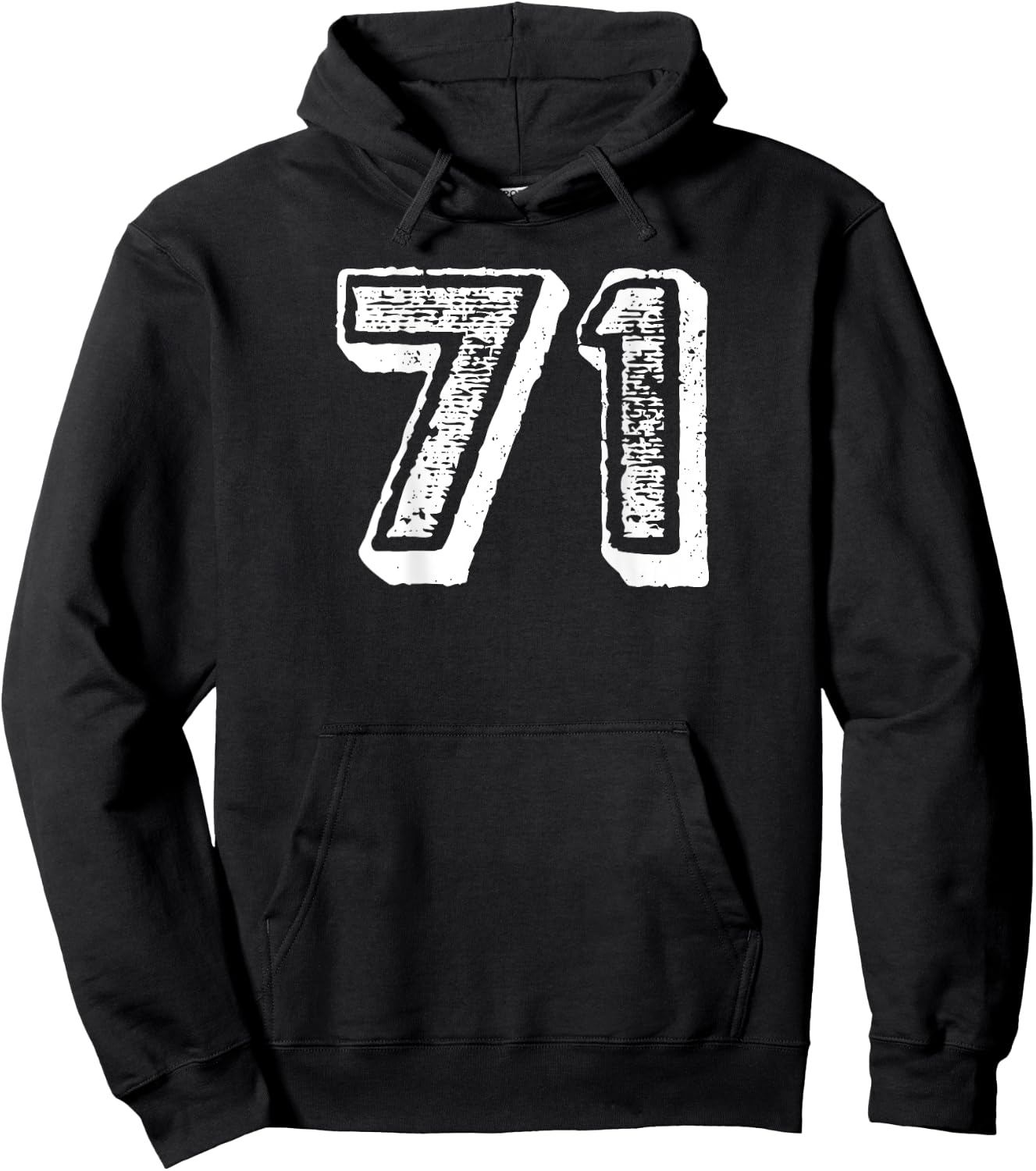 Number 71 Sports Jersey Player #71 Fan BACK PRINT Vintage Hoodie - Hoodie | Black