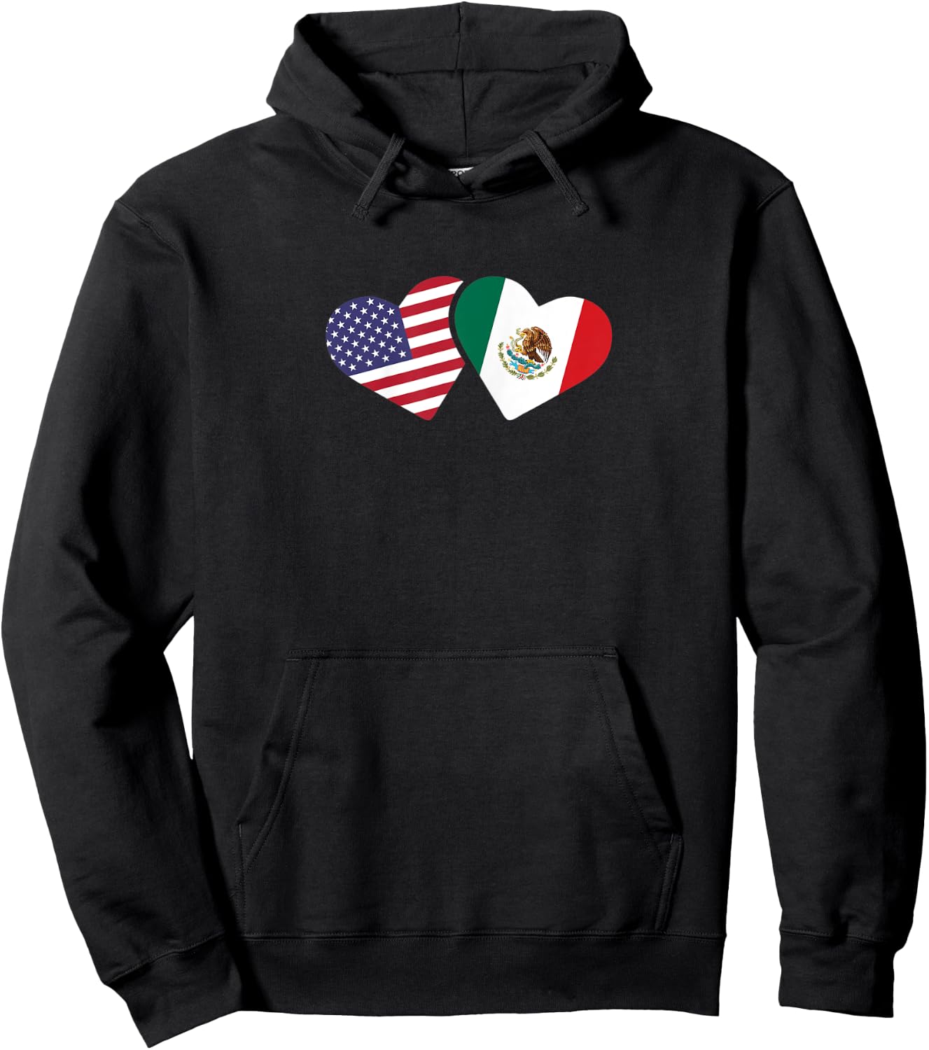 Mexico USA Flag T Shirt Heart Mexican American Love Hoodie - Hoodie | Black