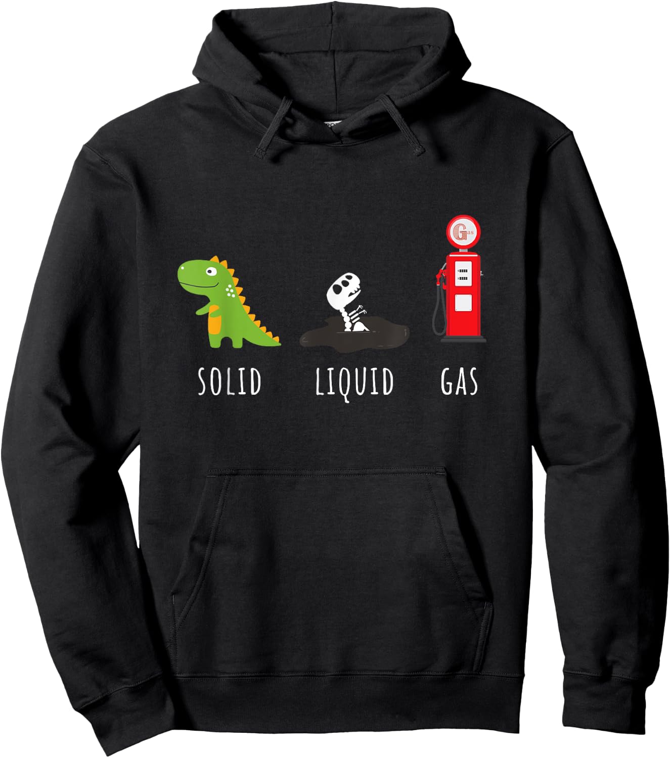 Fossil Fuel Chemistry T-rex Solid Liquid Gas Dinosaur Hoodie - Hoodie | Black