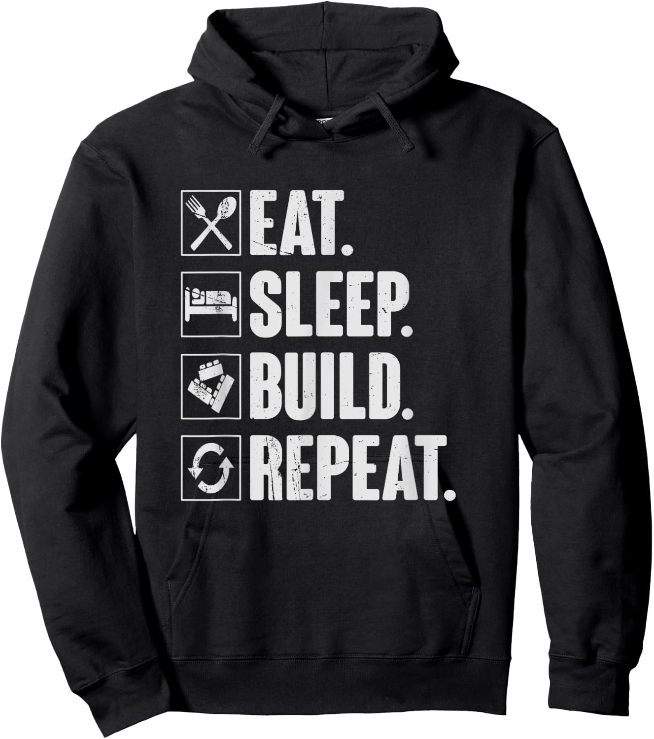 Eat Sleep Build Repeat - Funny Master Builder Block Gift Hoodie - Hoodie | Black