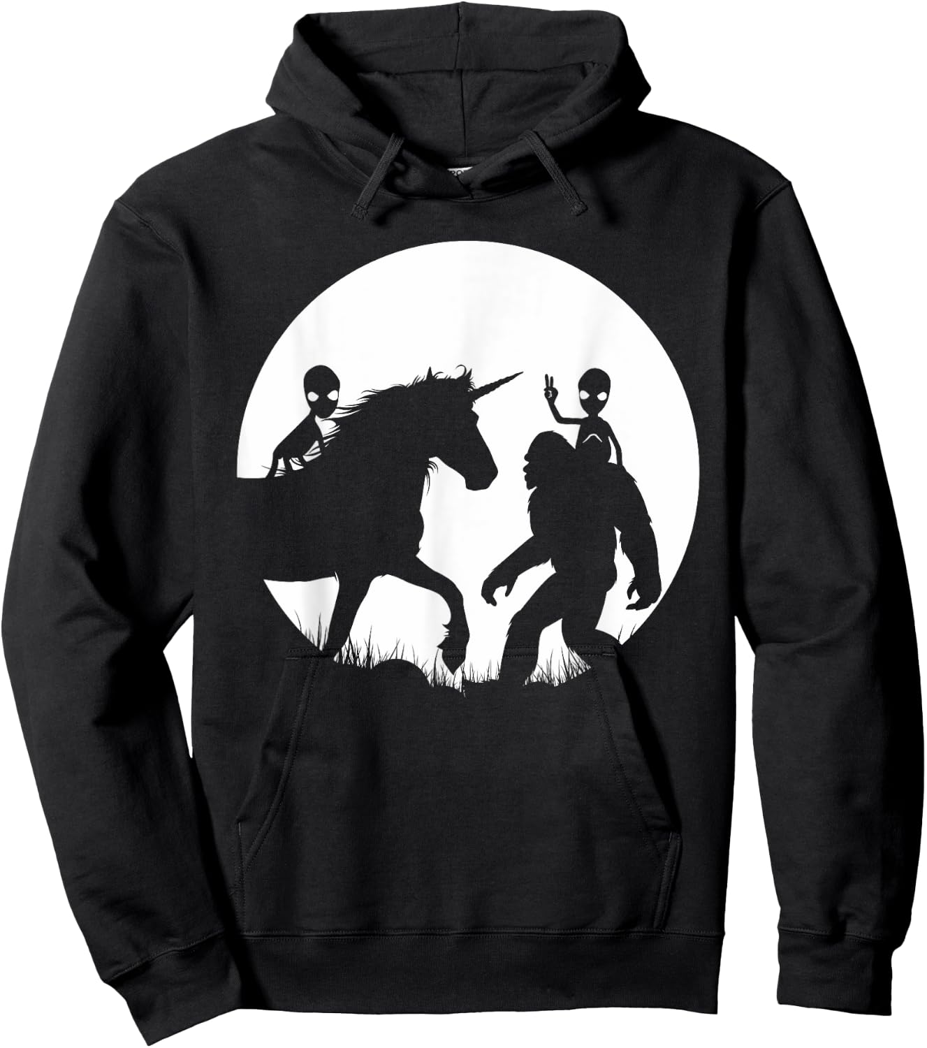 Bigfoot Unicron And Aliens! Funny Alien Riding Unicorn Hoodie - Hoodie | Black