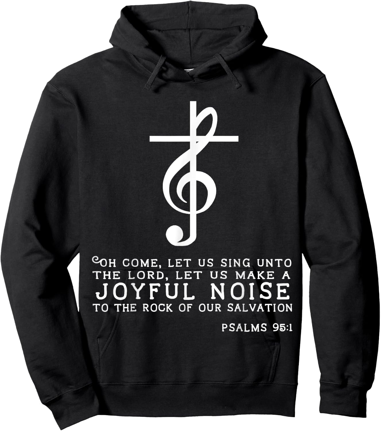 Christian Music Cross Treble Clef Musical Gift Hoodie - Hoodie | Black