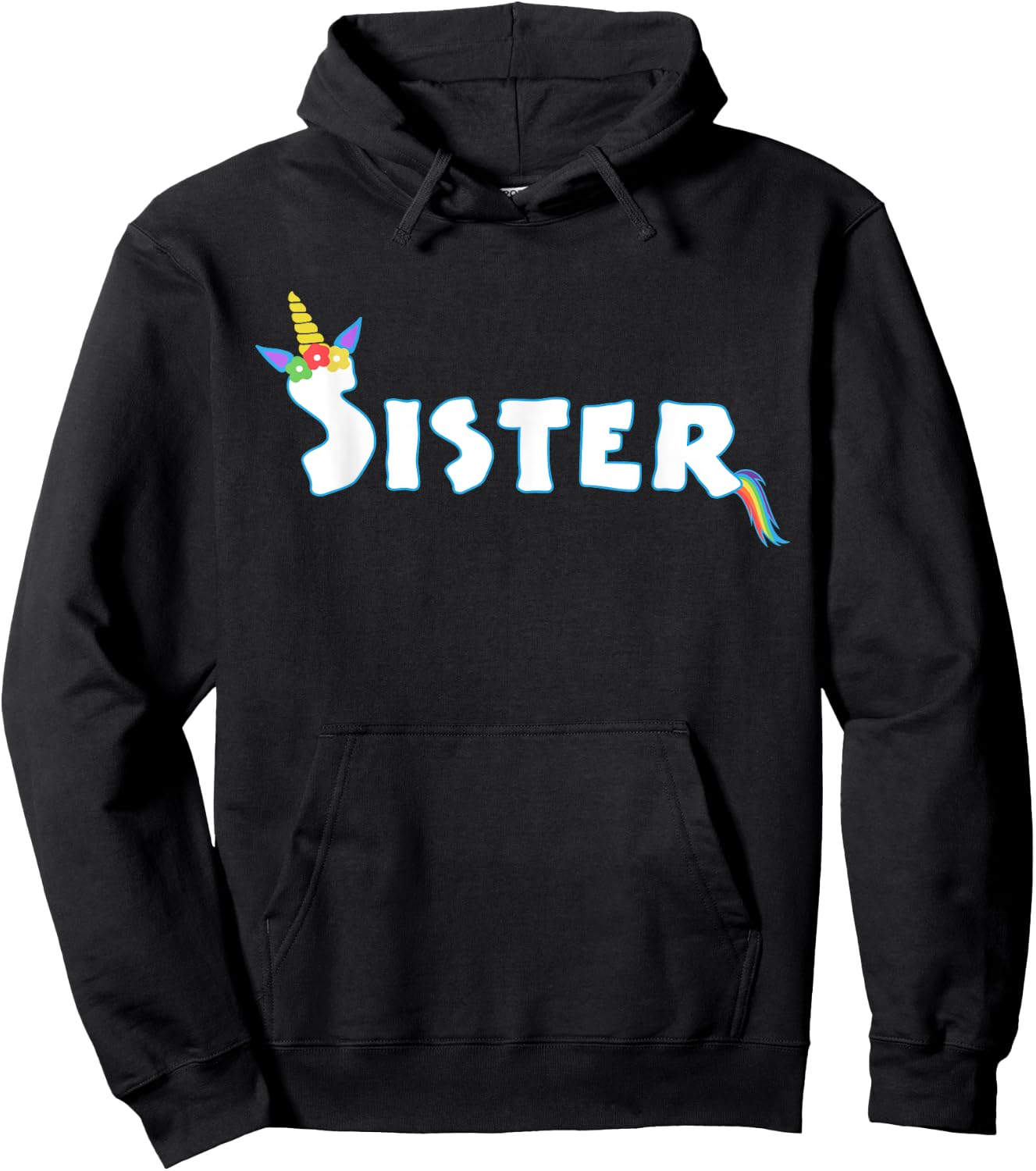 Unicorn Birthday Girl Funny Sister Sis Family Hoodie - Hoodie | Black