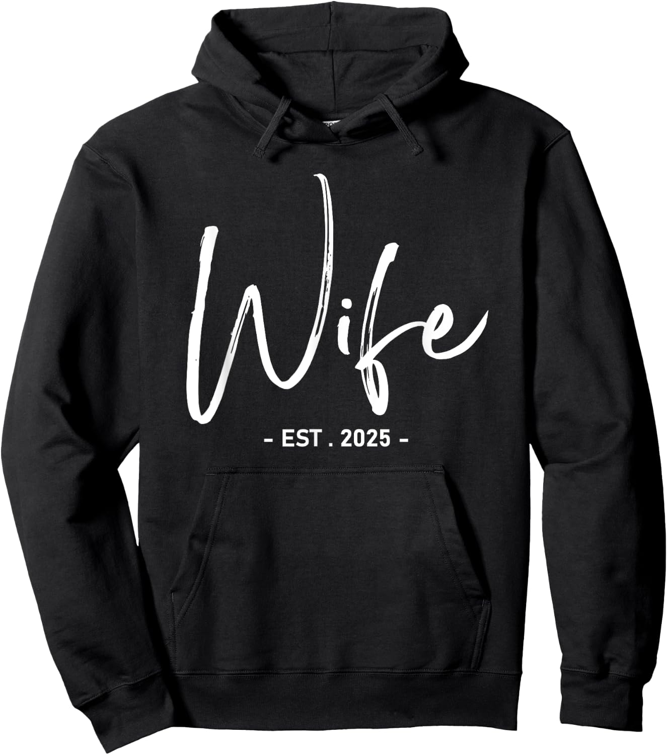 Wife Est 2025 Just Married Wedding Couple Honeymoon Hoodie - Hoodie | Black