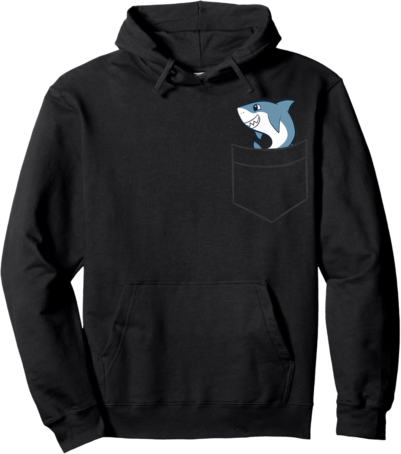 Shark In a Pocket Cute Pocket Shark Hoodie - Hoodie | Black