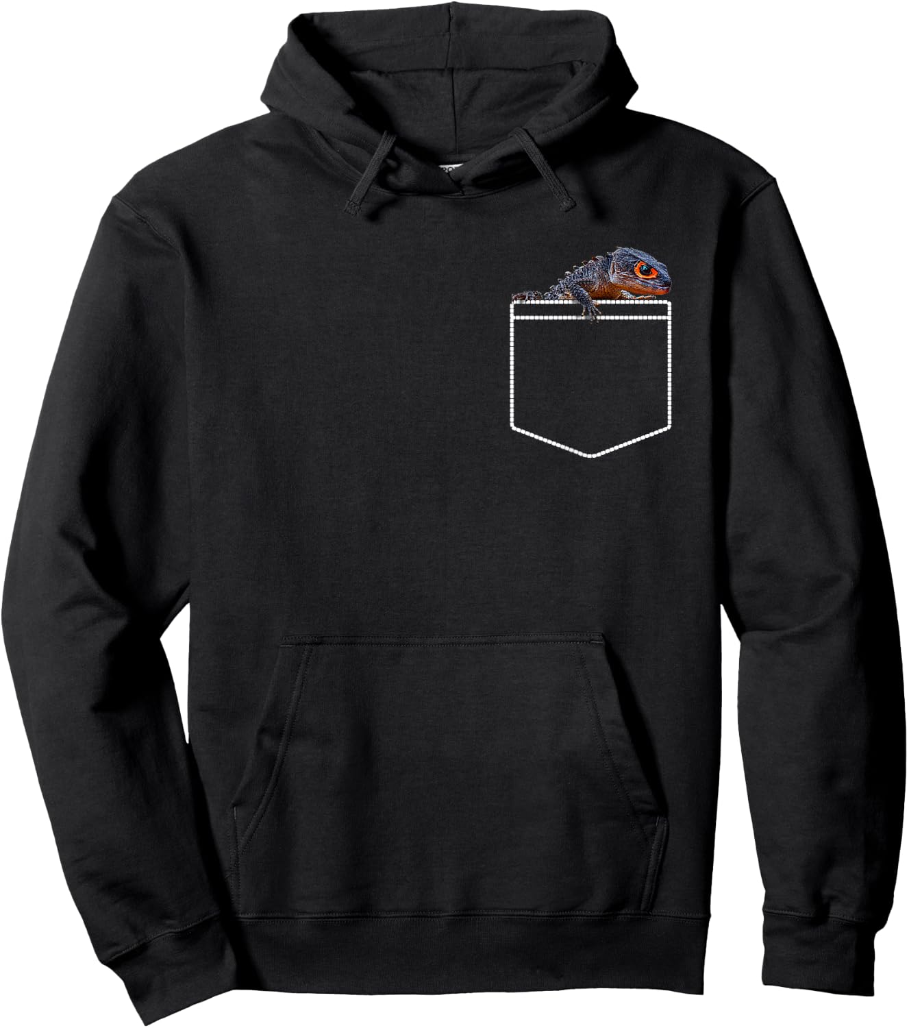 Red Eyed Crocodile Skink Pocket Hoodie - Hoodie | Black