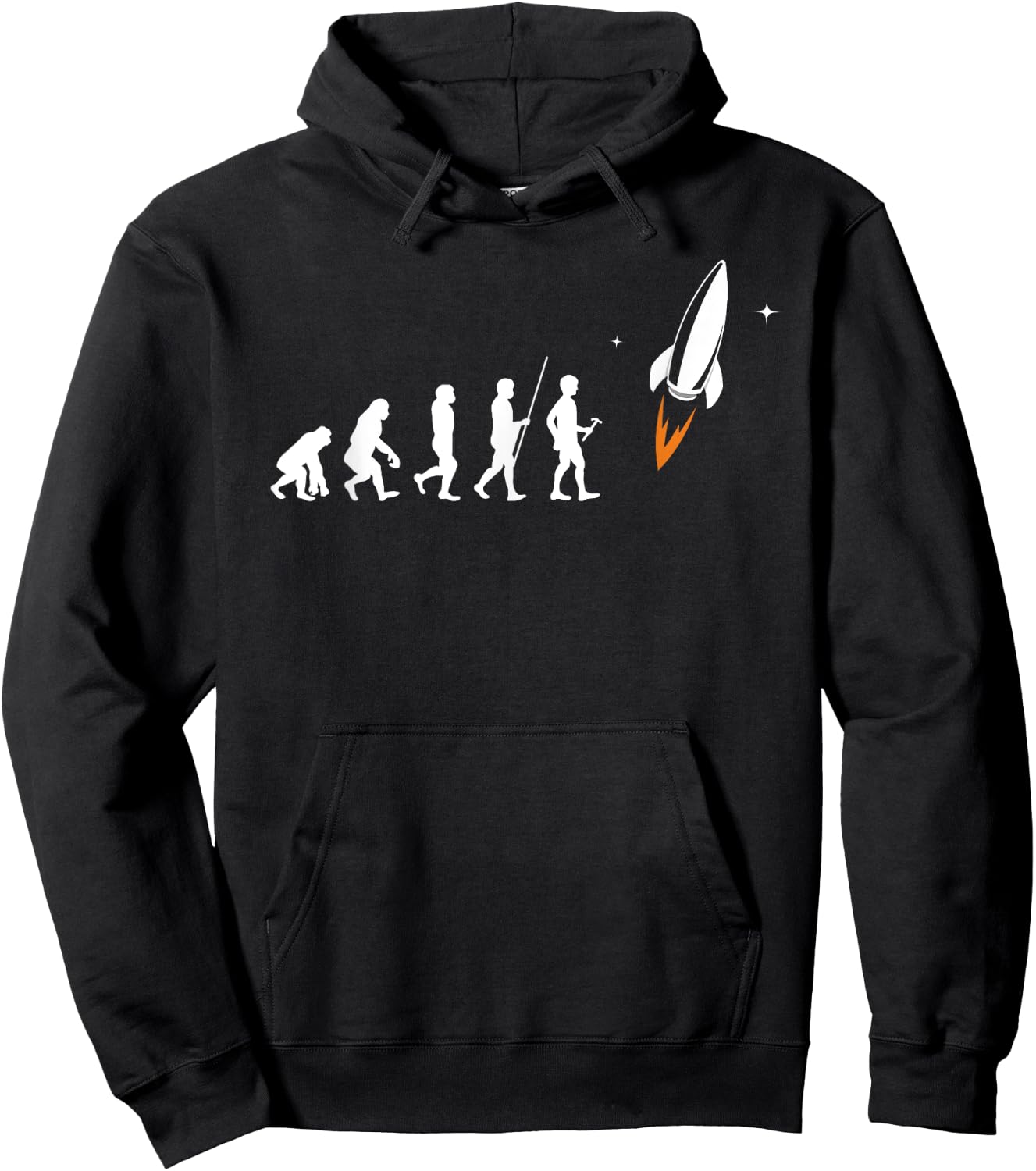 Human Evolution Monkey to Man to Rocket - Space Exploration Hoodie - Hoodie | Black