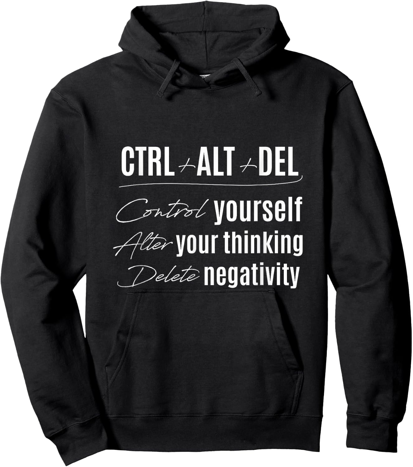Control Yourself Alter Thoughts Ctrl Alt Delete Negativity Hoodie - Hoodie | Black