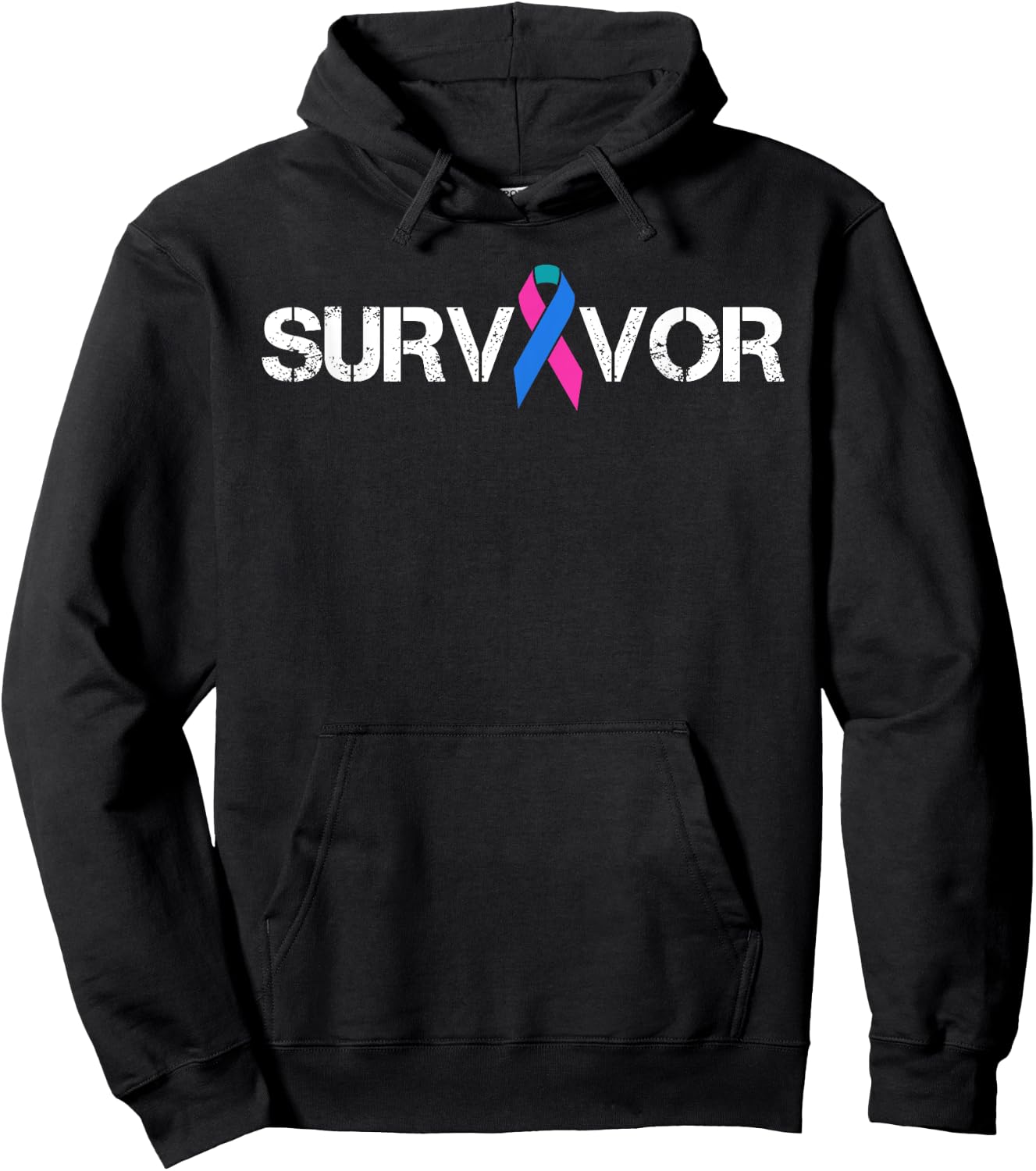 Thyroid Cancer Awareness Ribbon Survivor Symbol Hoodie - Hoodie | Black