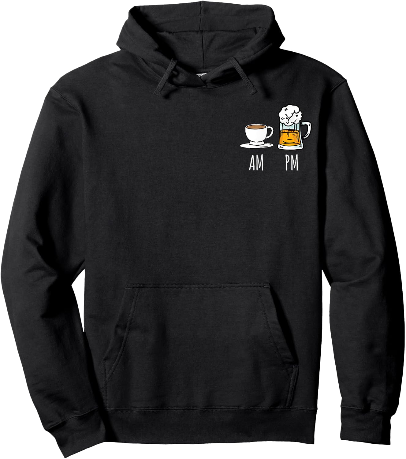 AM Coffee PM Beer Wine Drinker Gift Beer Lover AM PM Hoodie - Hoodie | Black