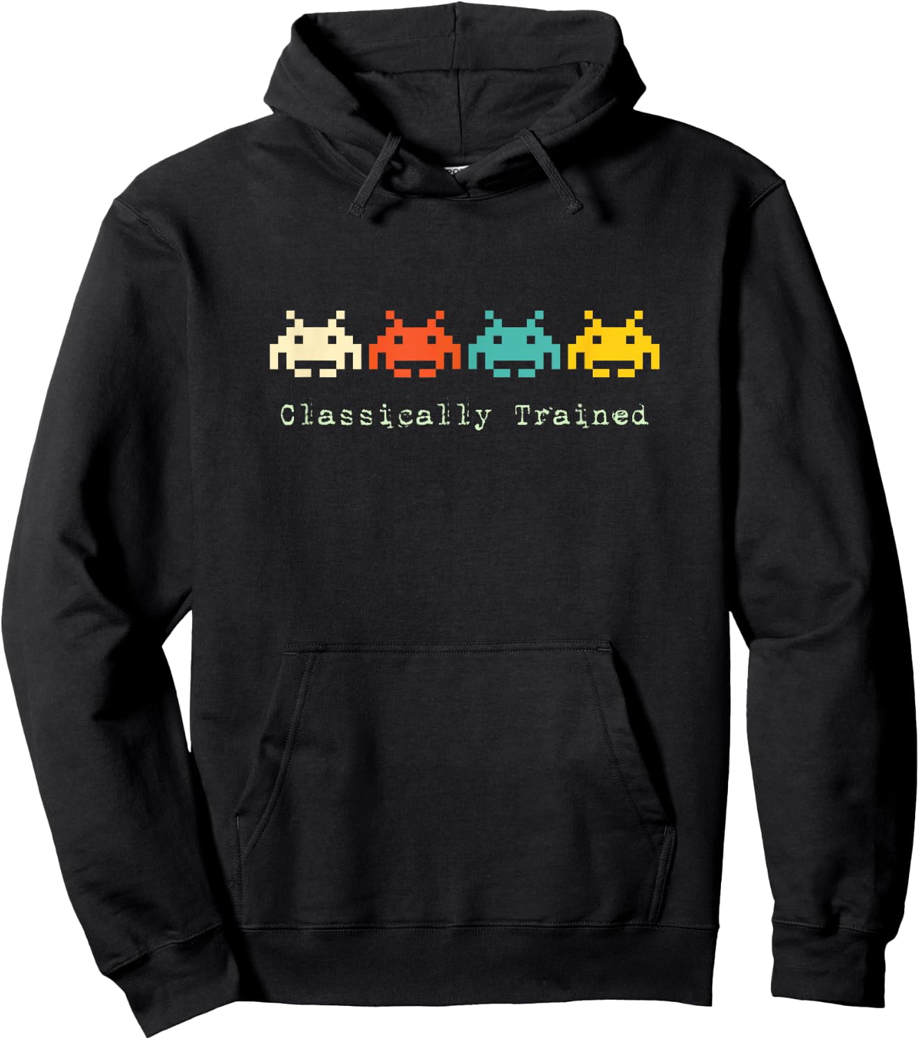 Classically Trained - 80s Retro Alien Invaders Space Gamer Hoodie - Hoodie | Black