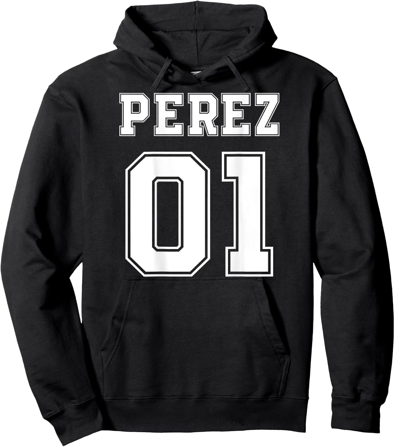 PEREZ 01 Back Print Sports Jersey Style Family Name Fun Hoodie - Hoodie | Black
