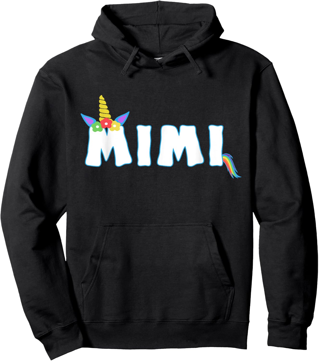 Unicorn Birthday Girl Funny Mimi Grandma Family Hoodie - Hoodie | Black