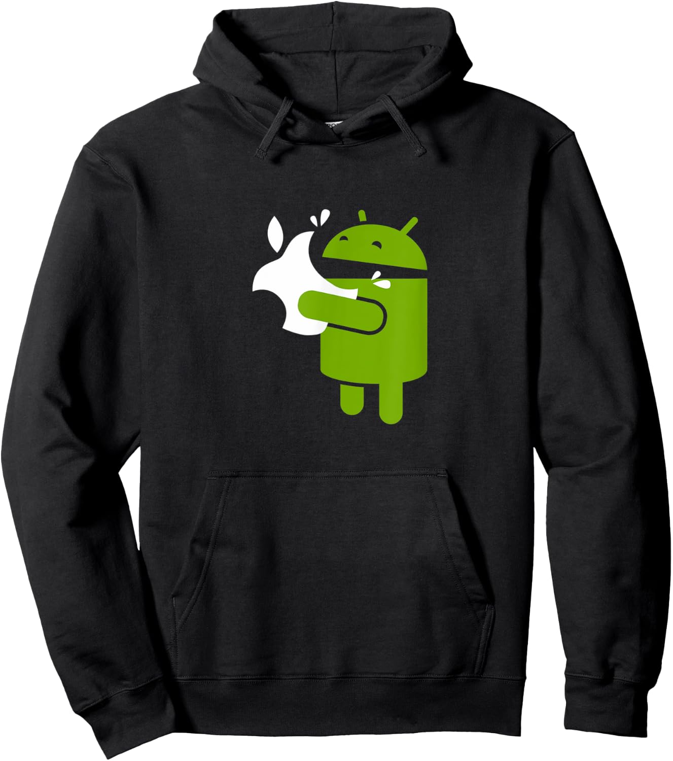 Green Robot Eats an Apple | Funny App Developer Hoodie - Hoodie | Black