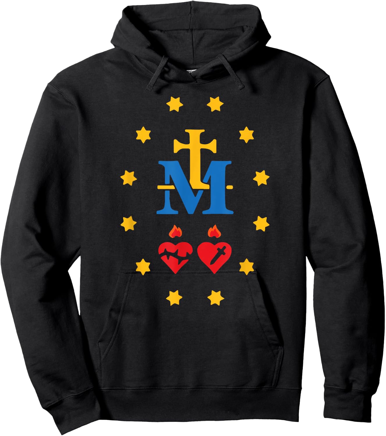 Miraculous Medal Catholic Holy Mary Sacred Heart Jesus Hoodie - Hoodie | Black