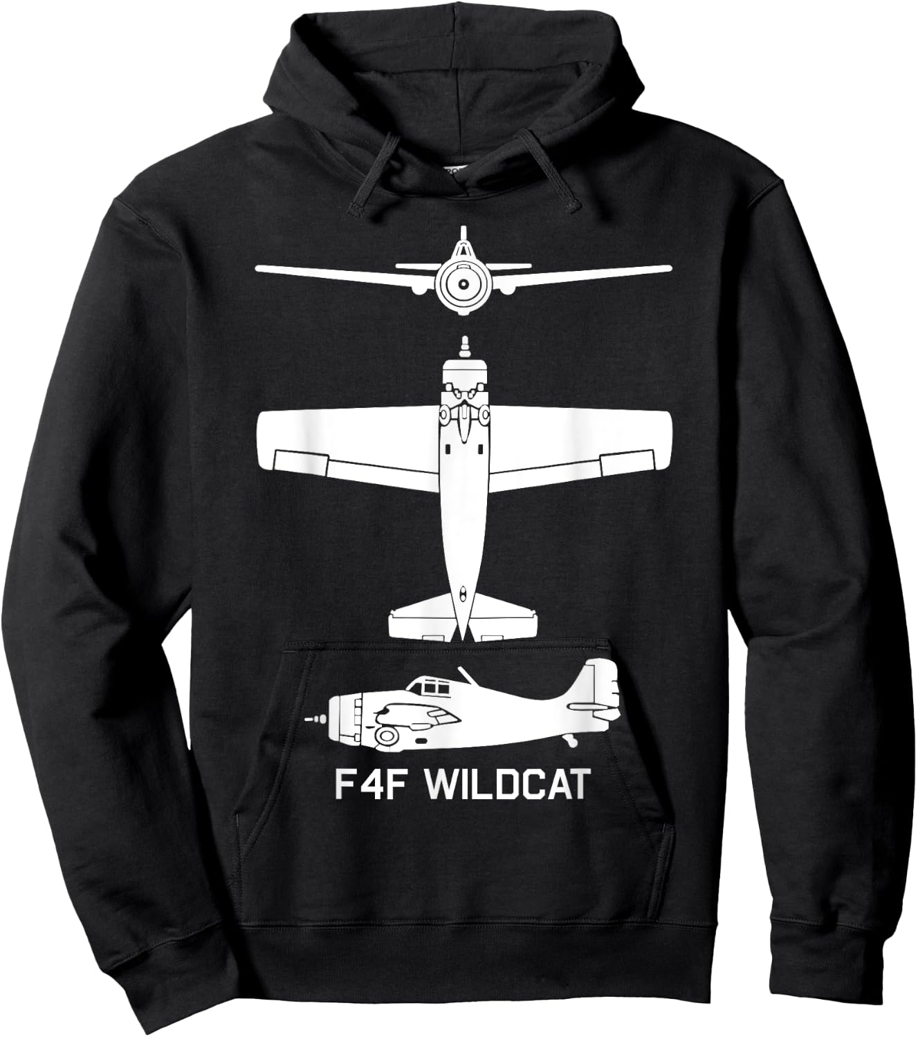 F4F Wildcat American WW2 Fighter Plane Men Women Girls Kids Hoodie - Hoodie | Black