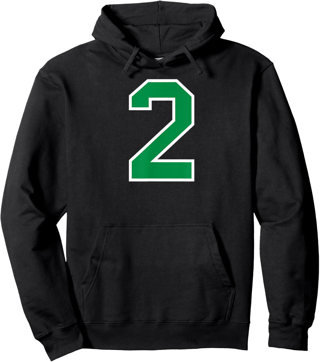 Number #2 Sport Green Varsity Number Hoodie - Hoodie | Black
