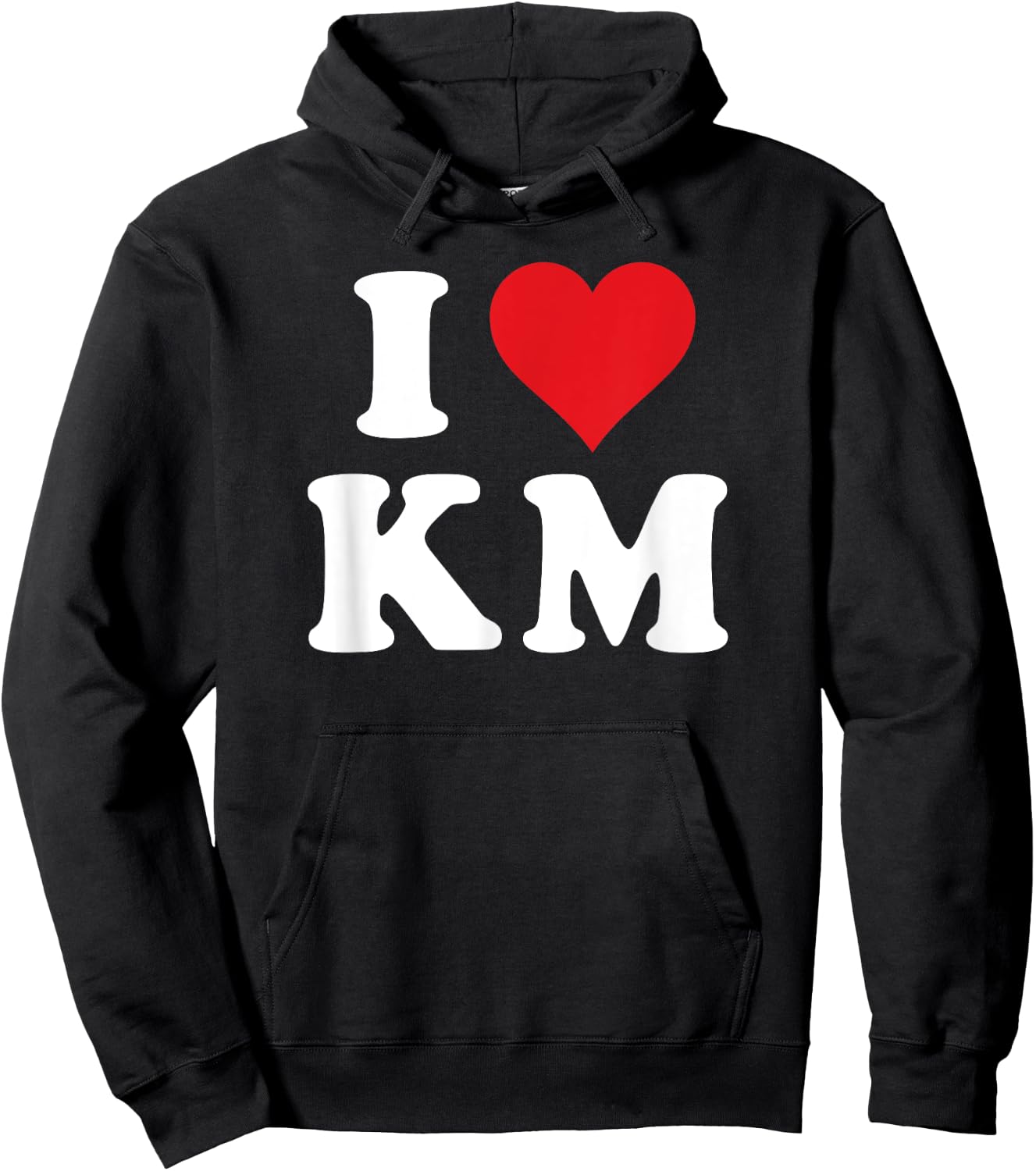 I Love KM Initials I Heart K.M. First Last Name K M Hoodie - Hoodie | Black