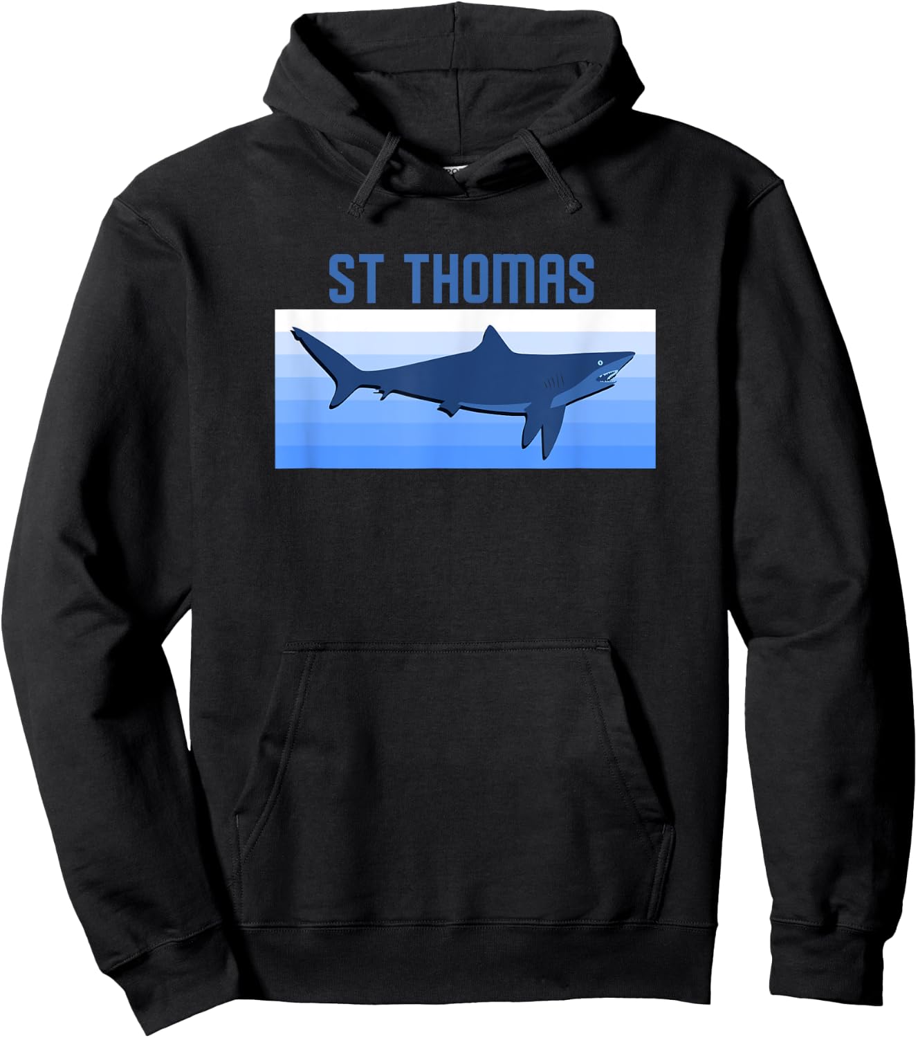 St Thomas Virgin Islands Retro Shark Souvenir Hoodie - Hoodie | Black