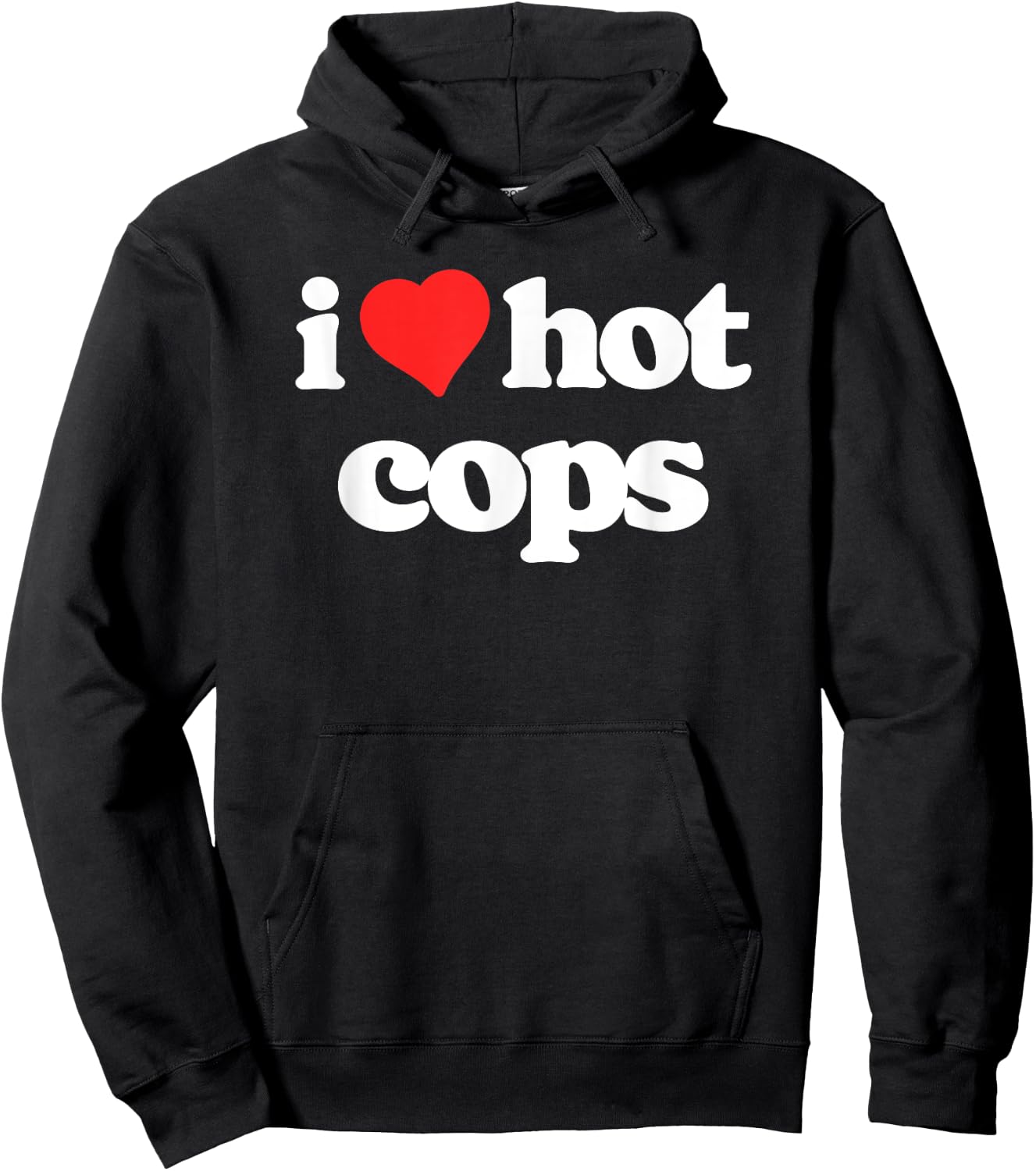 I Love Hot Cops Funny 80s Vintage Heart Policeman Hoodie - Hoodie | Black