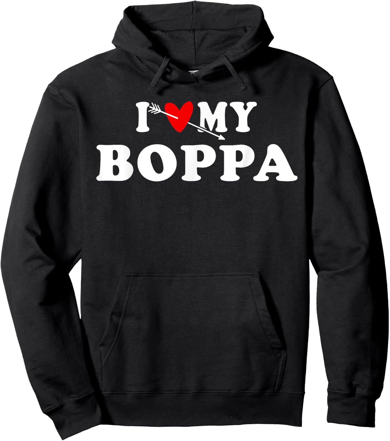 I Love My Boppa with red heart gift women kids Hoodie - Hoodie | Black