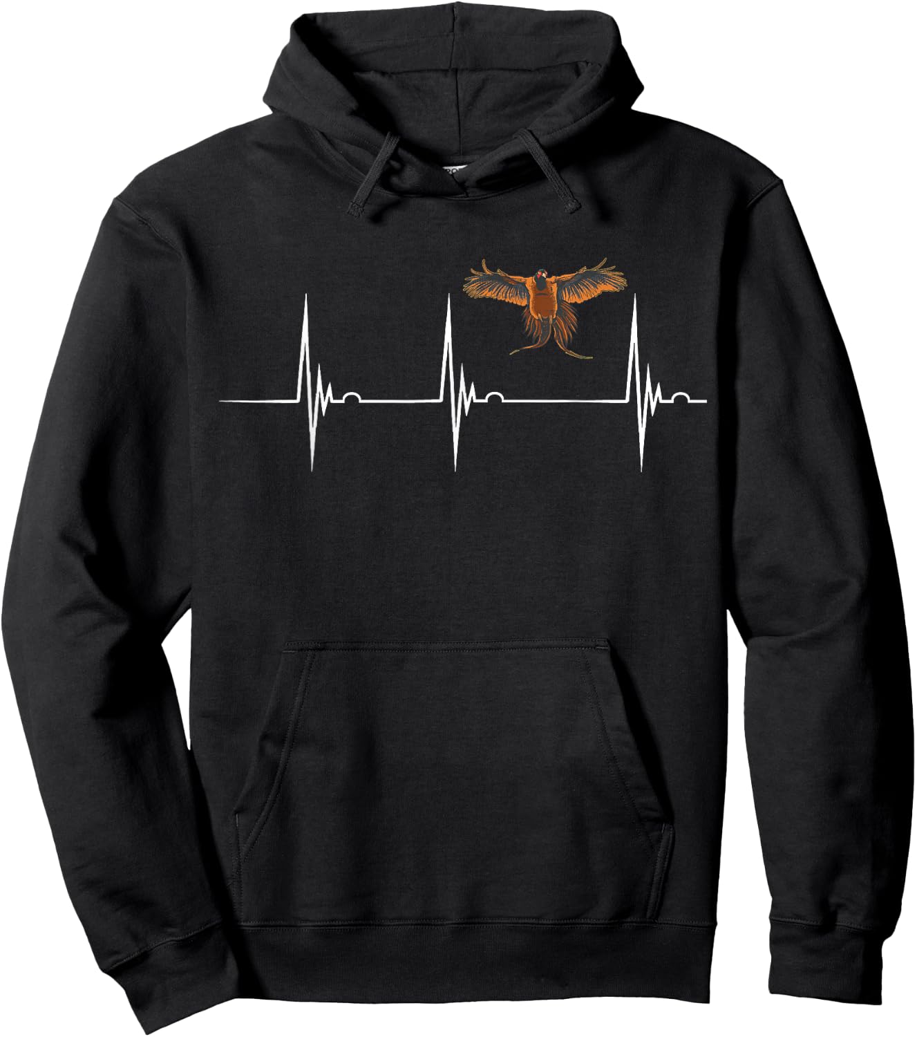 Pheasant Hunting Heartbeat EKG Pulse Pheasant Bird Hunter Hoodie - Hoodie | Black