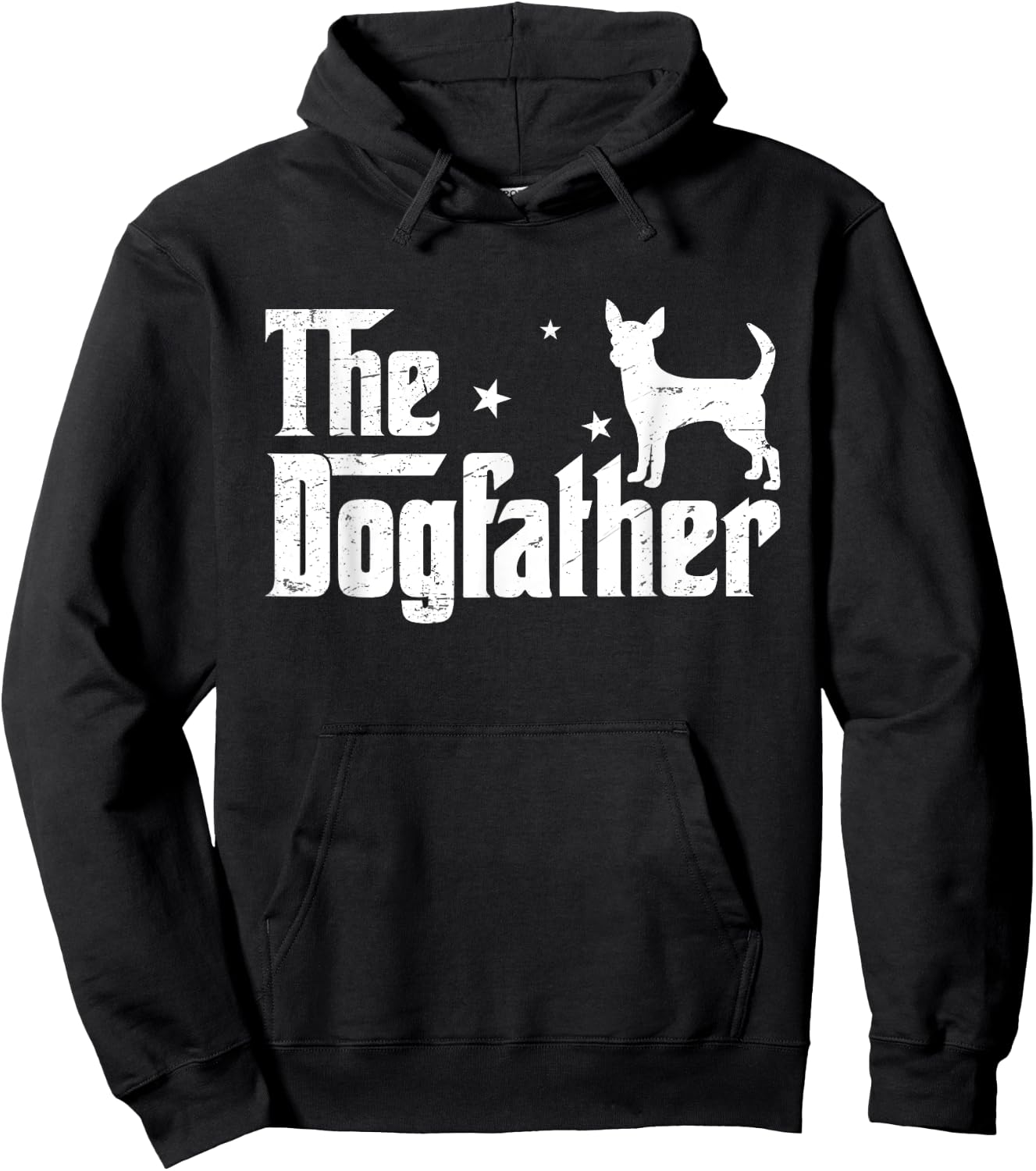 Funny Chihuahua Dogfather Distressed Father's Day Hoodie - Hoodie | Black