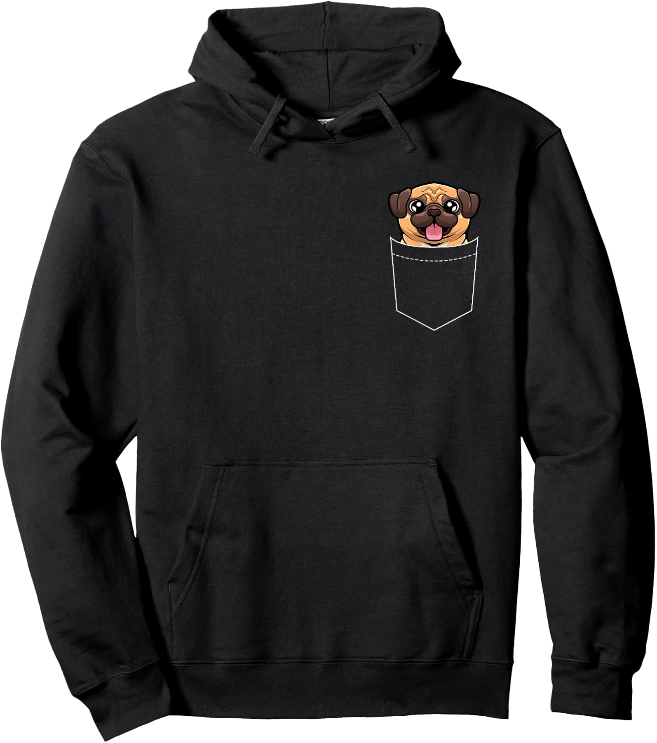 Funny Pug Pocket Design Women Cute Pug Animal Pet Hoodie - Hoodie | Black
