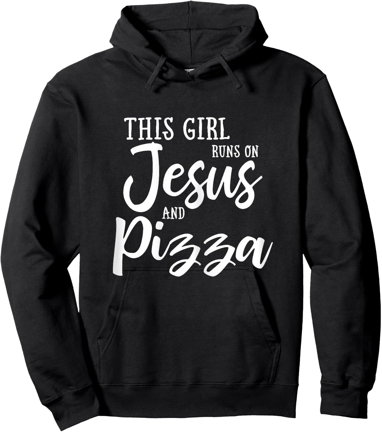 This Girl Runs On Jesus And Pizza Shirt Christian Gift Hoodie - Hoodie | Black