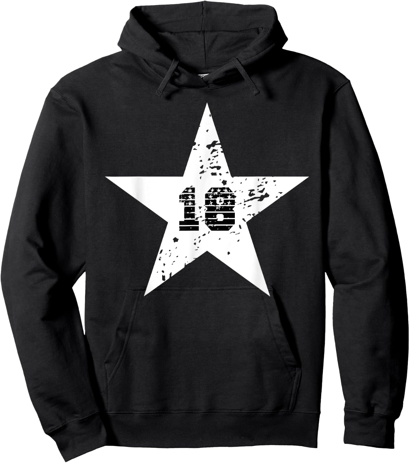 Number #18 Sport White Star Number Hoodie - Hoodie | Black