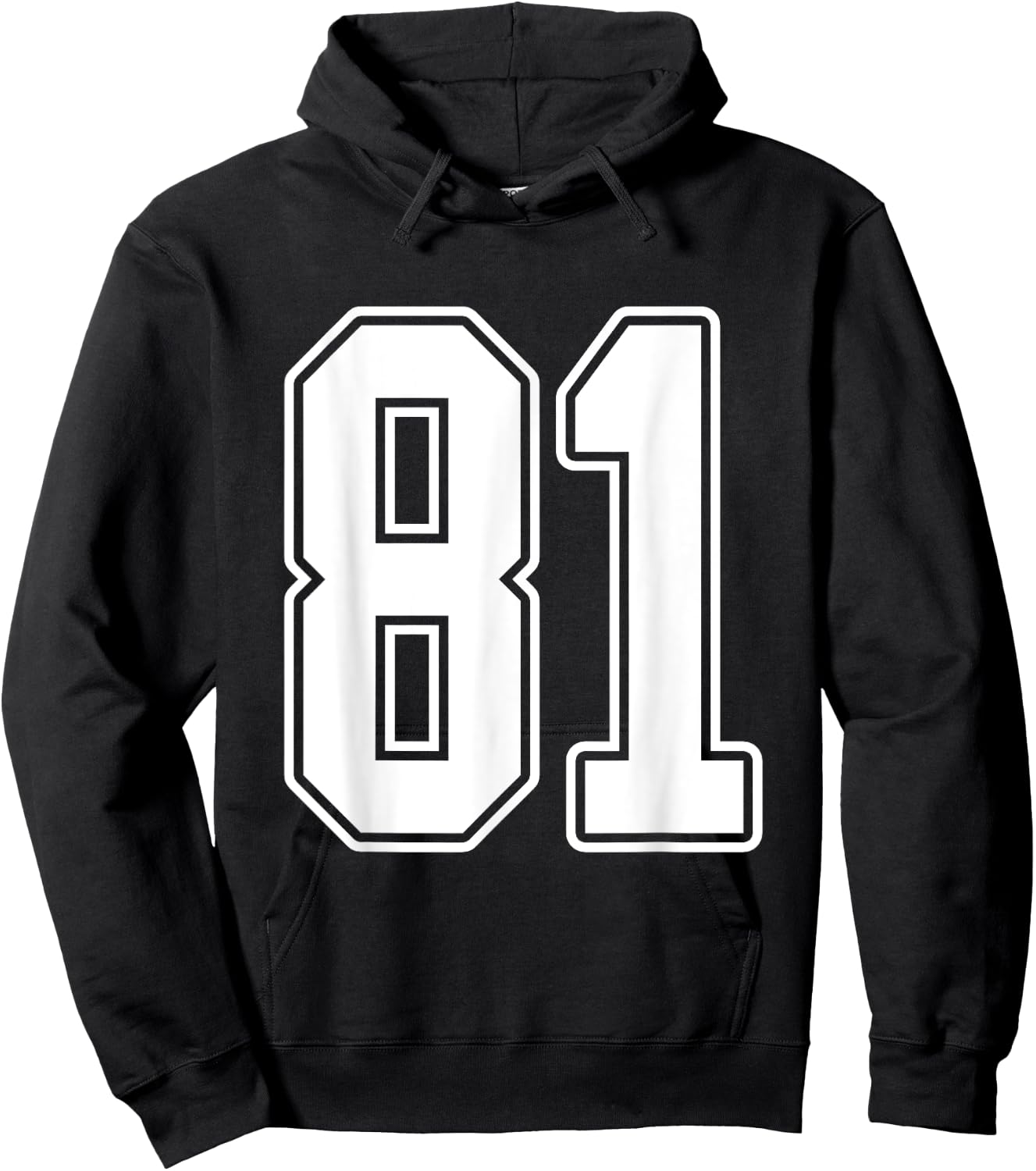 #81 White Outline Number 81 Sports Fan Jersey Style Hoodie - Hoodie | Black