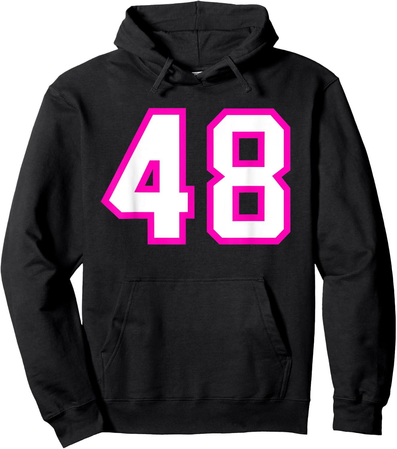 Number #48 Sport Jersey Birthday Age Lucky No. Pink White Hoodie - Hoodie | Black