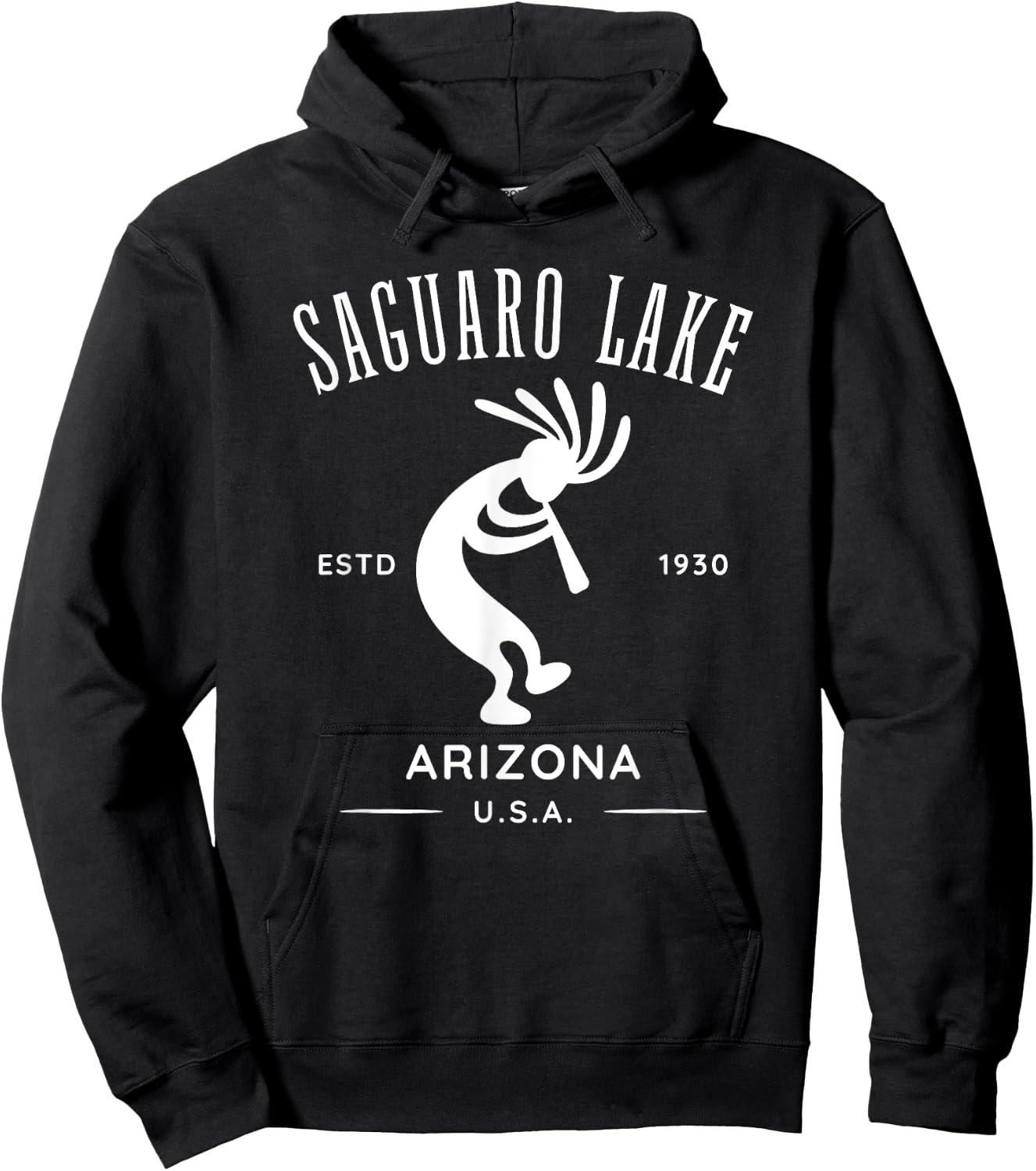 Saguaro Lake Arizona Dancing Kokopelli Design Hoodie - Hoodie | Black