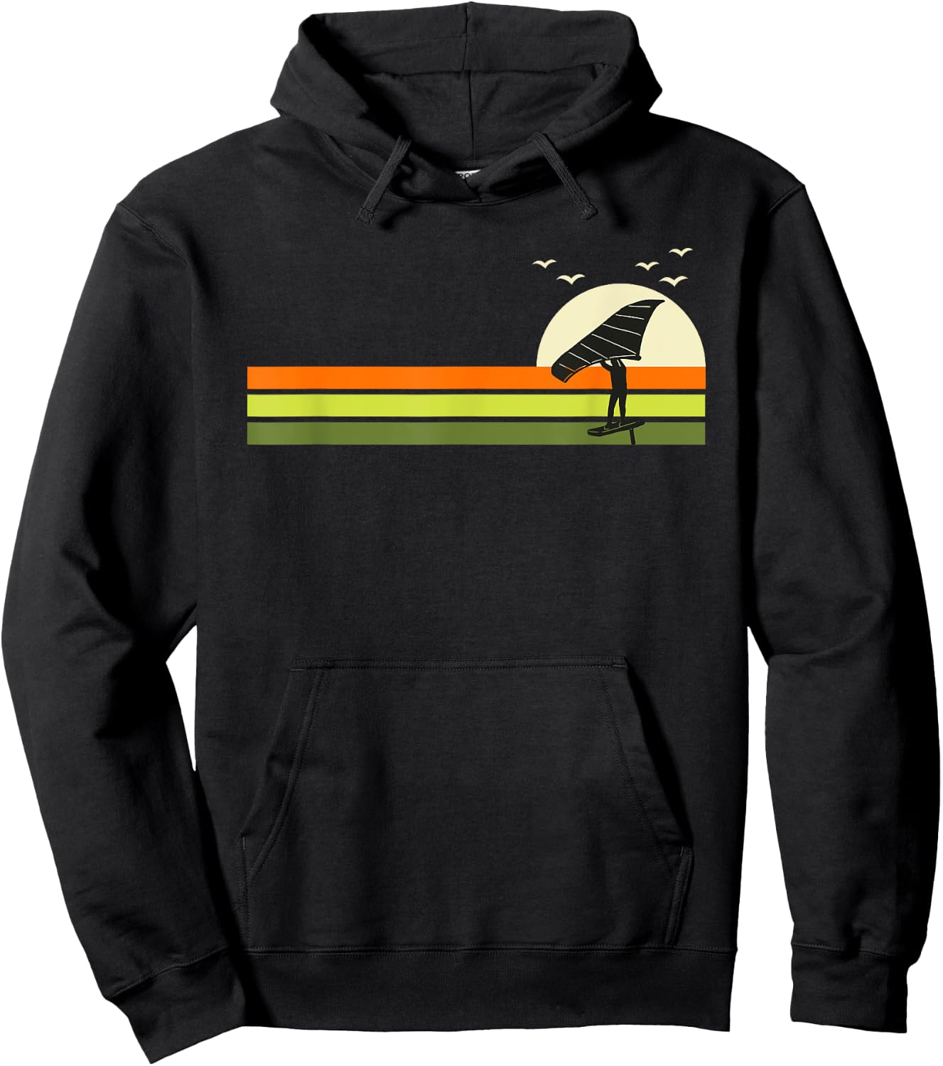 Wing Surf Retro Wing Foil Wingfoil Hoodie - Hoodie | Black