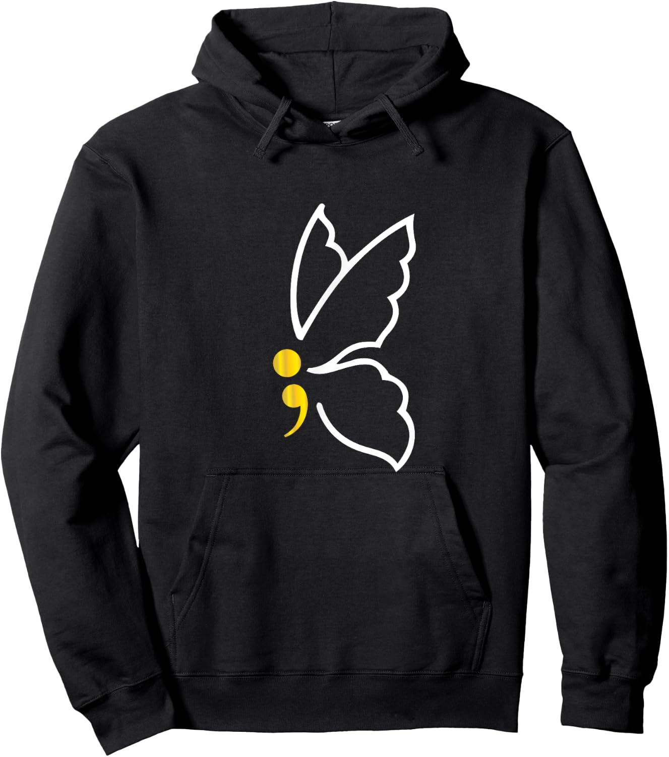 Butterfly Semicolon Shirt May Mental Health Awareness Month Hoodie - Hoodie | Black