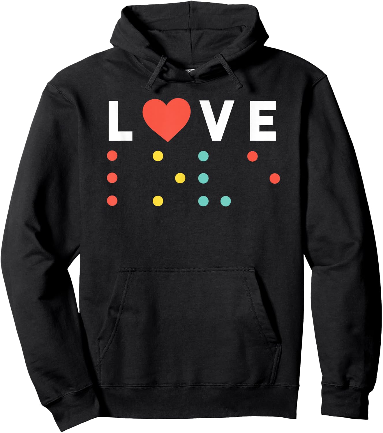 Vintage Love, Braille love gift, red heart Hoodie - Hoodie | Black