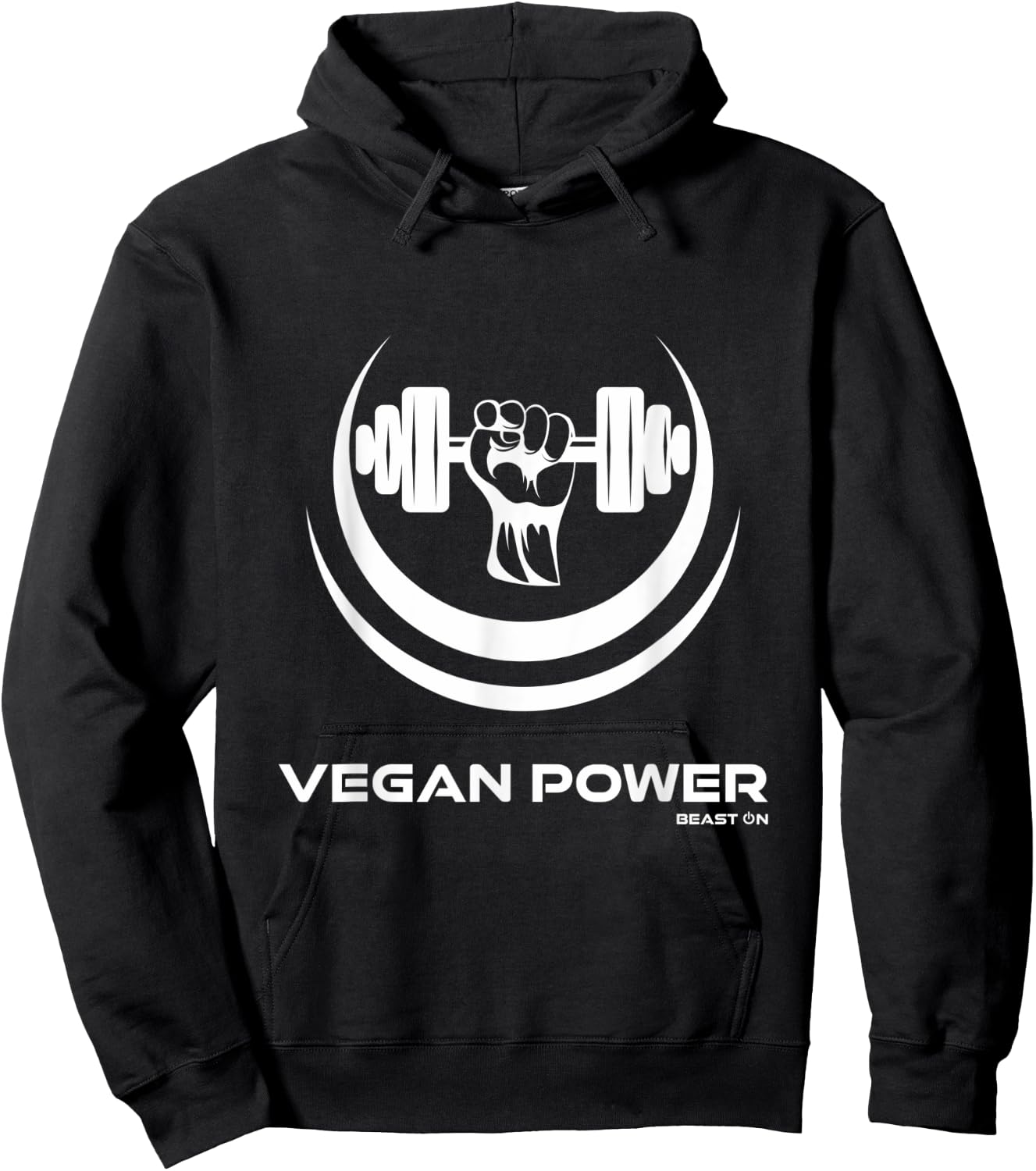 Vegan Power Dumbbell Vegan Gym Beast On Vegetarian Fitness Hoodie - Hoodie | Black
