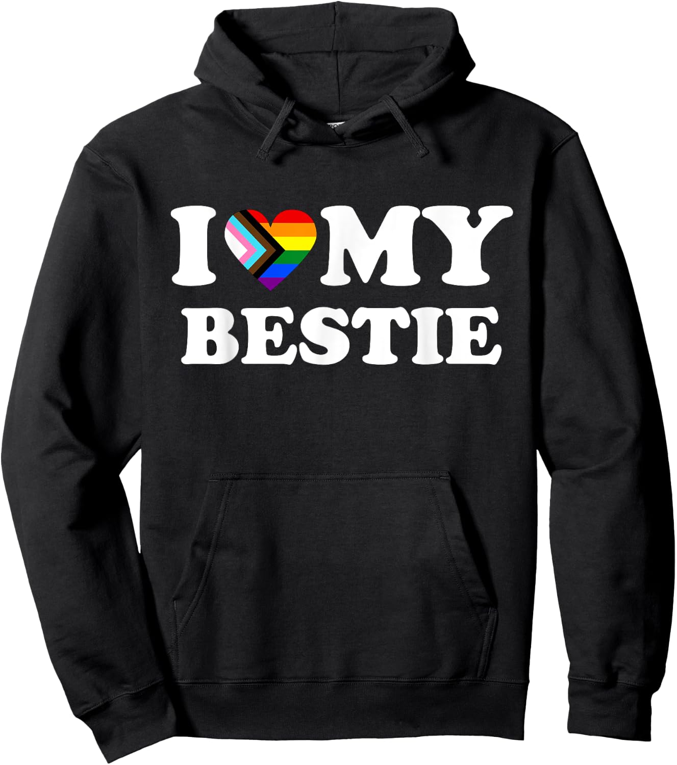 I heart love my bestie best friend progressive pride flag Hoodie - Hoodie | Black