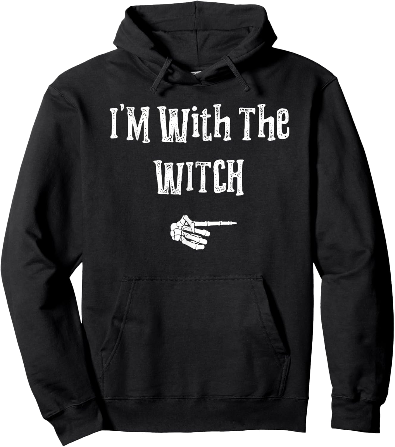 I'm With Witch Halloween Costume Funny Couples Matching Hoodie - Hoodie | Black