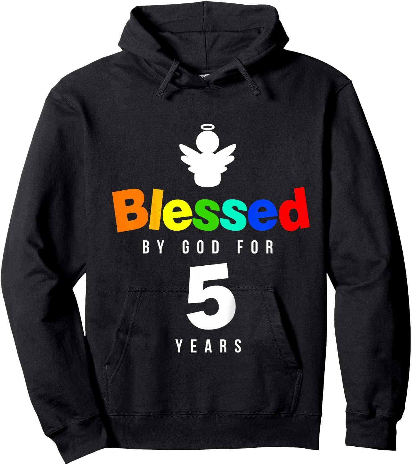 5th Birthday Christian gift Blessed by God for 5 years old Hoodie - Hoodie | Black