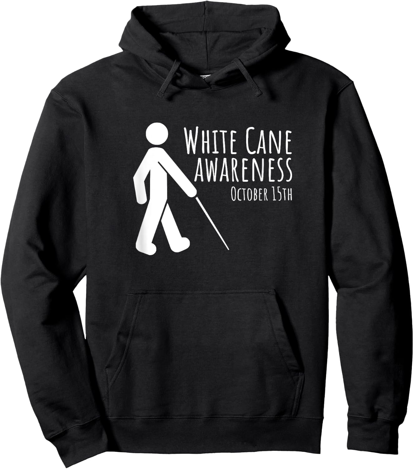 White Cane Awareness Day Men Women TVI Visually Impaired Hoodie - Hoodie | Black