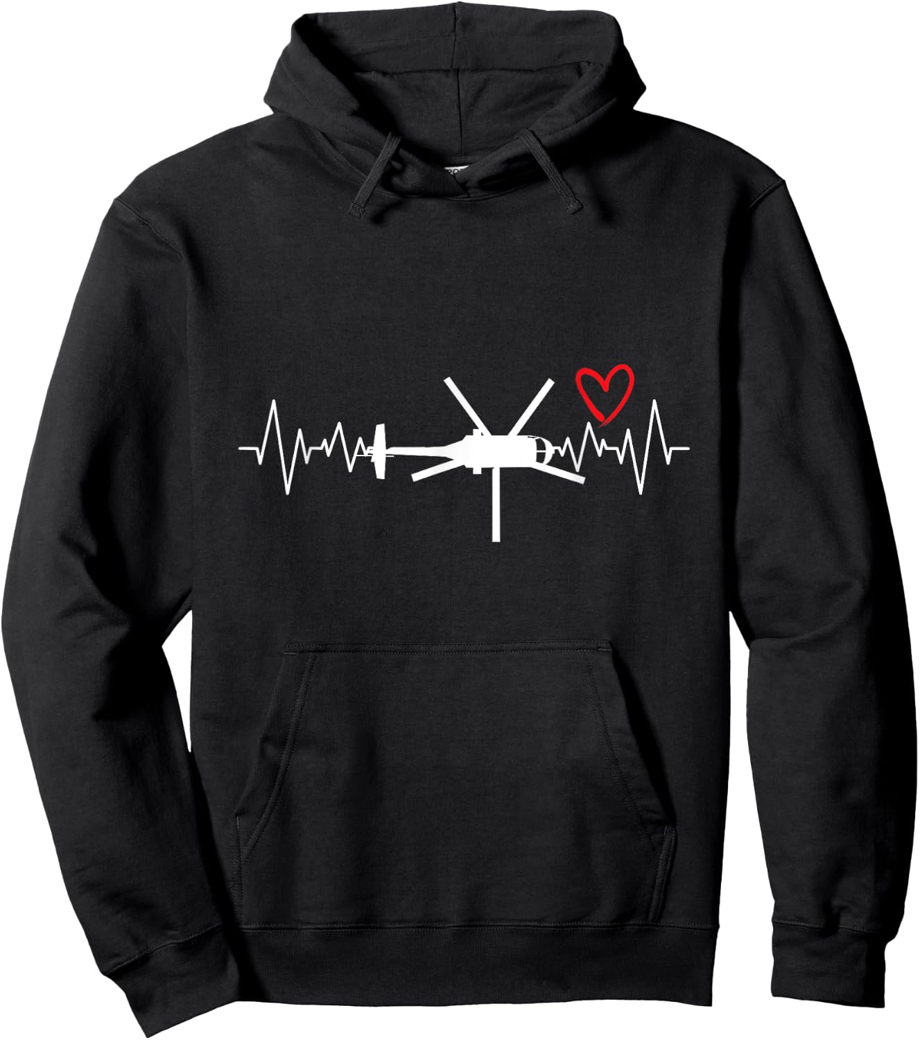 Helicopter Chopper Pilot Aircrew Heartbeat Heart Hoodie - Hoodie | Black