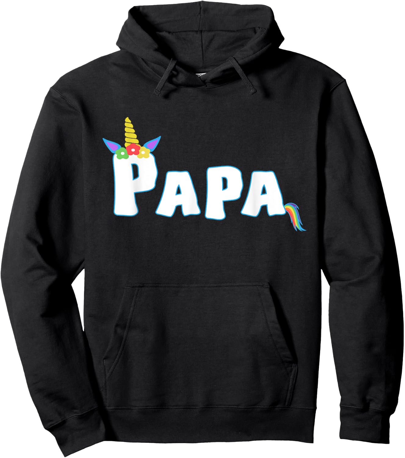 Unicorn Birthday Girl Funny Papa Grandpa Family Hoodie - Hoodie | Black