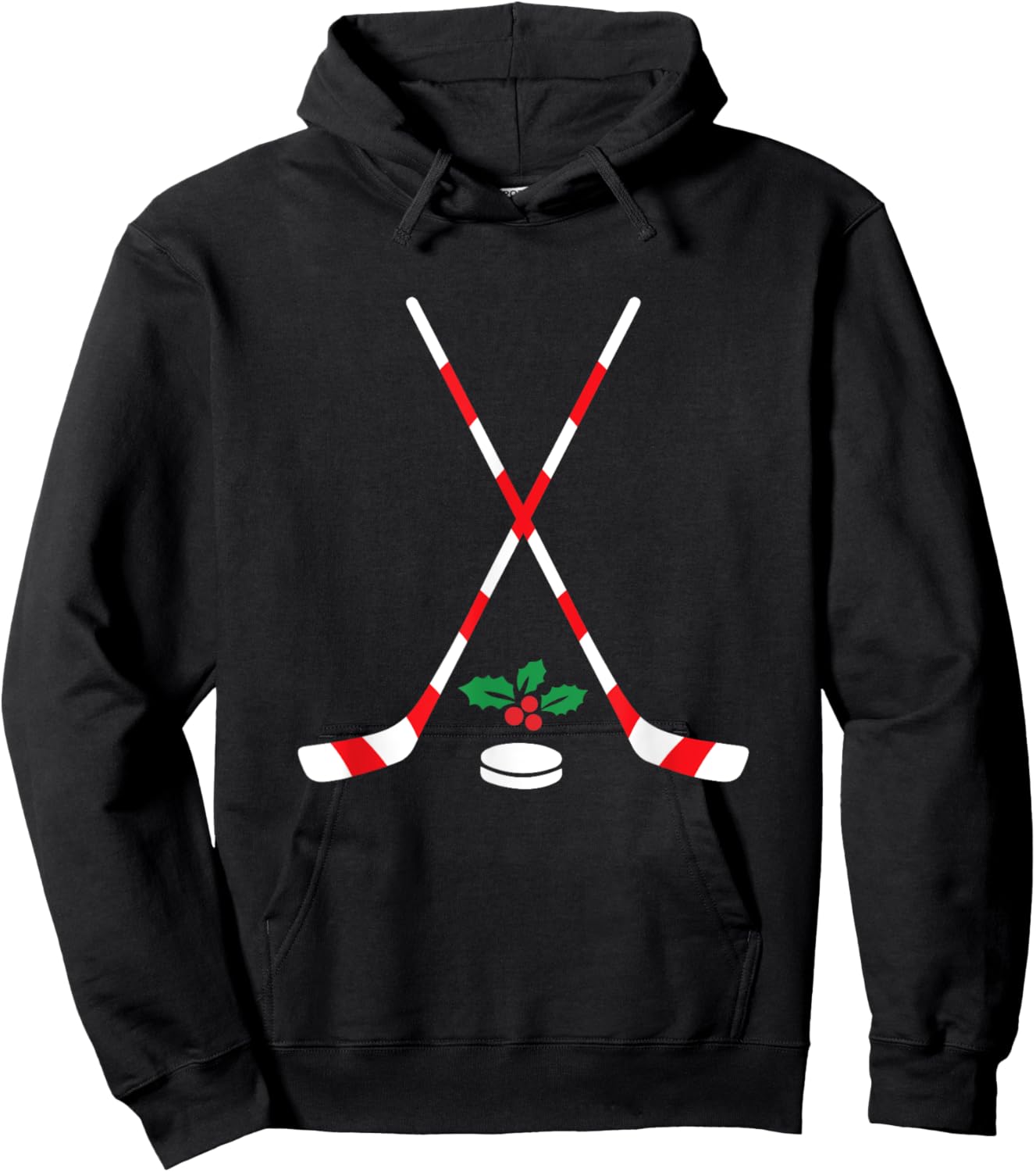 Ice Hockey Christmas Gift Candy Cane Hockey Stick Hockey Hoodie - Hoodie | Black