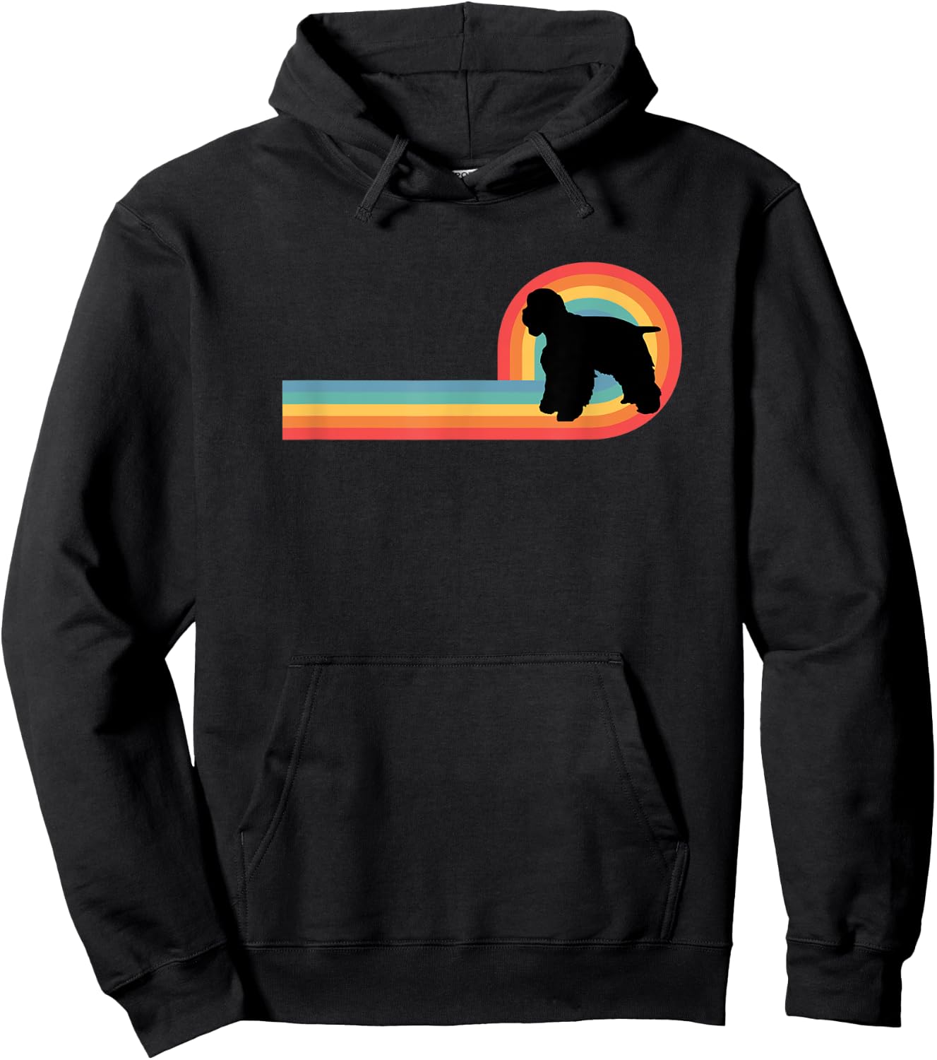 American Cocker Spaniel 70s Retro Rainbow Dog Pet Owner Cute Hoodie - Hoodie | Black
