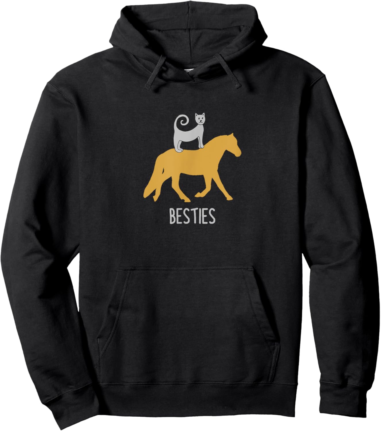 CAT ON A HORSE | BESTIES | CAT LADY + HORSE LADY | Girls Hoodie - Hoodie | Black