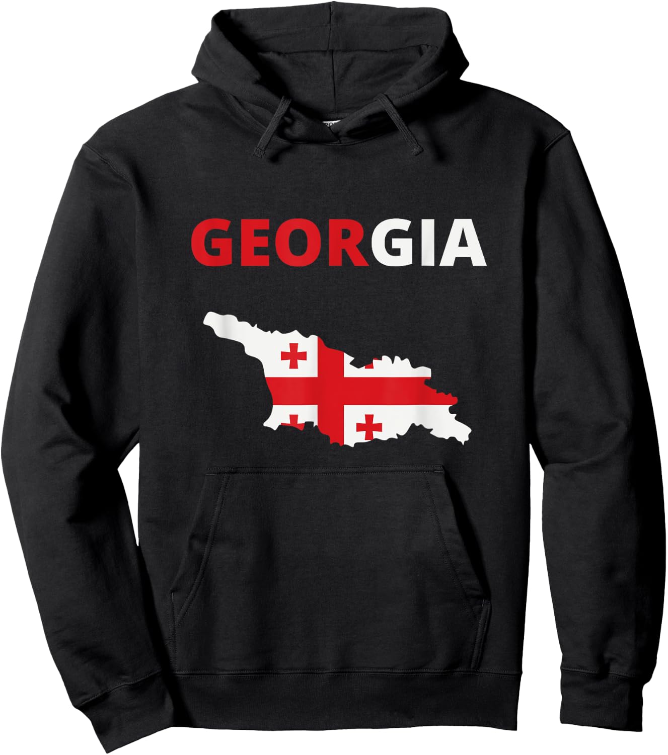 Georgia European Country Flag and Map Hoodie - Hoodie | Black