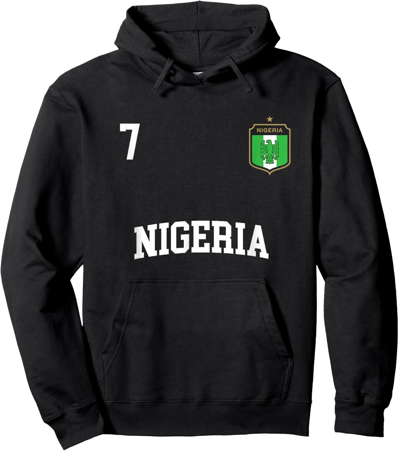 Nigeria Football Shirt 7 BACK Nigerian Flag Soccer Hoodie - Hoodie | Black