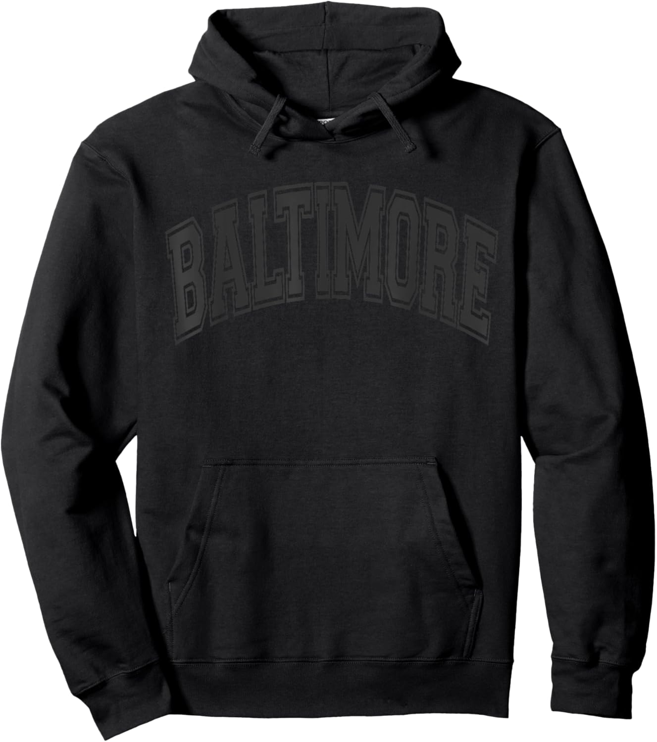 Baltimore Arched Style Black Text and Outline Hoodie - Hoodie | Black