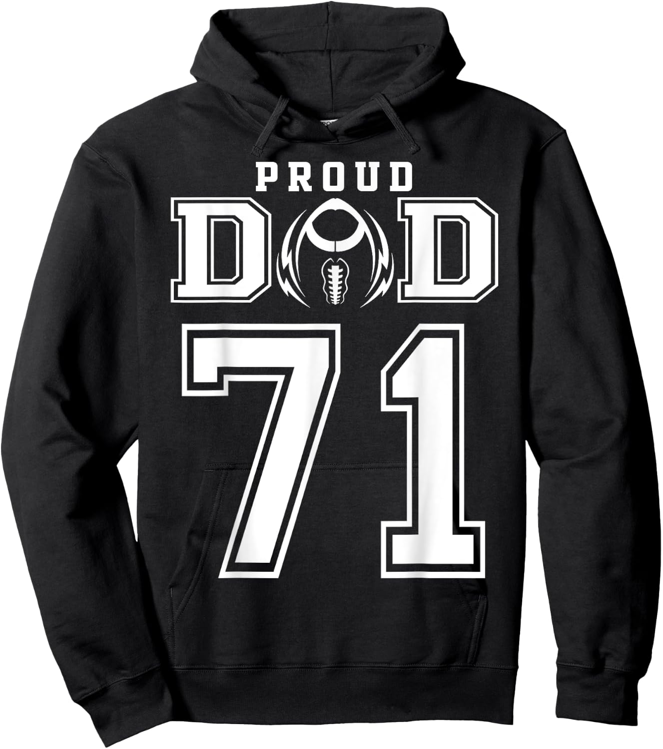 Custom Proud Football Dad Number 71 Personalized Hoodie - Hoodie | Black